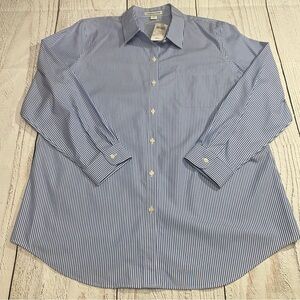 Coldwater Creek Men's Blue Pinstripe Dress Shirt Large